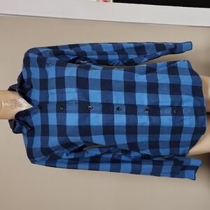 Under Armour Men's Blue Hooded Flannel Shirt Size Medium